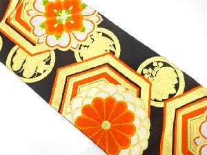 アンティーク　北尾宗治郎製　華文に亀甲・桐・菊模様織り出し袋帯(着用可)